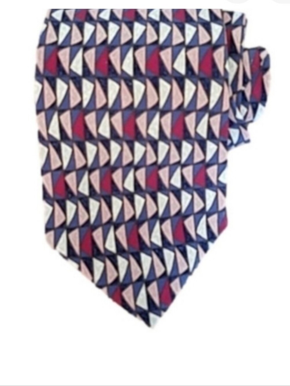 𝅺Valentino vintage designer's Italian red 100% silk men's necktie geometrical - Picture 10 of 10